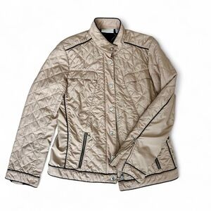 Chico's Quilted Tan Jacket with Black Accents